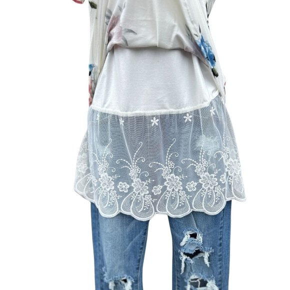 Off White Lace Tank Top Extender with Built in Shelf Bra TANK-EXT-WHITE - Picture 10 of 12